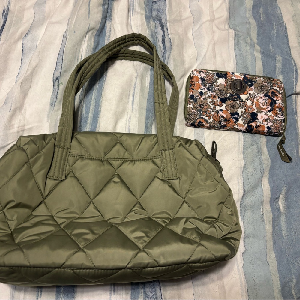 Vera Bradley Quilted Shoulder Bag w/RFID Turnlock Wallet
